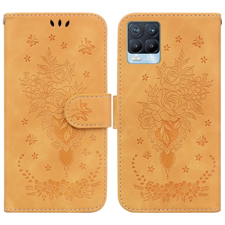 For OPPO Realme 8 / 8 Pro Butterfly Rose Embossed Leather Phone Case
