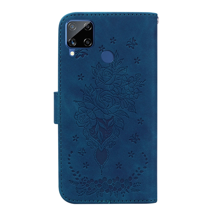 For OPPO Realme C15 / C12 / Narzo 20 Butterfly Rose Embossed Leather Phone Case