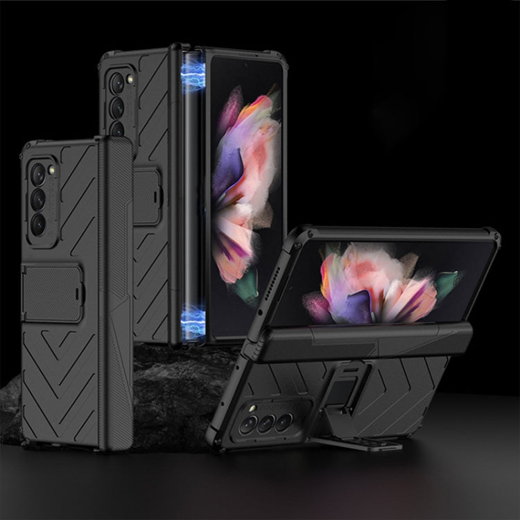 For Samsung Galaxy Z Fold2 5G GKK Integrated Magnetic Armor Flip Phone Case with Holder