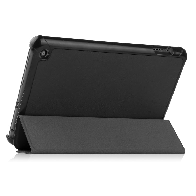 For Amazon Kindle Fire 7 2022 Custer Pure Color 3-Fold Holder Smart Leather Tablet Case