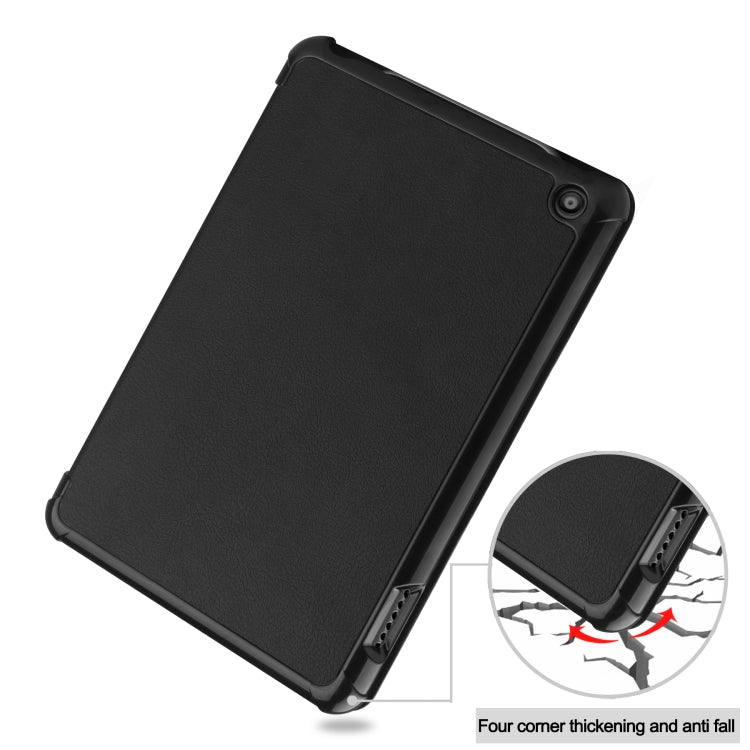 For Amazon Kindle Fire 7 2022 Custer Pure Color 3-Fold Holder Smart Leather Tablet Case