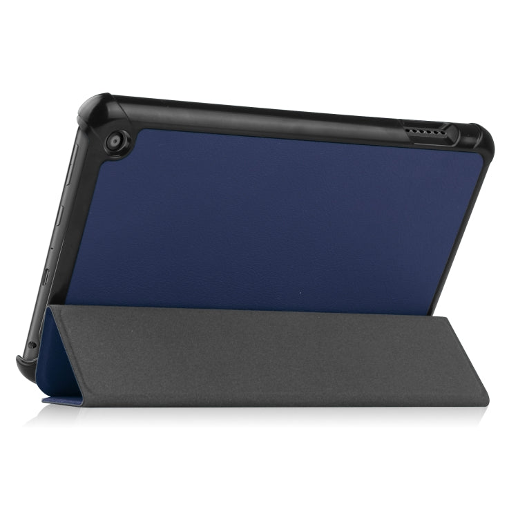 For Amazon Kindle Fire 7 2022 Custer Pure Color 3-Fold Holder Smart Leather Tablet Case