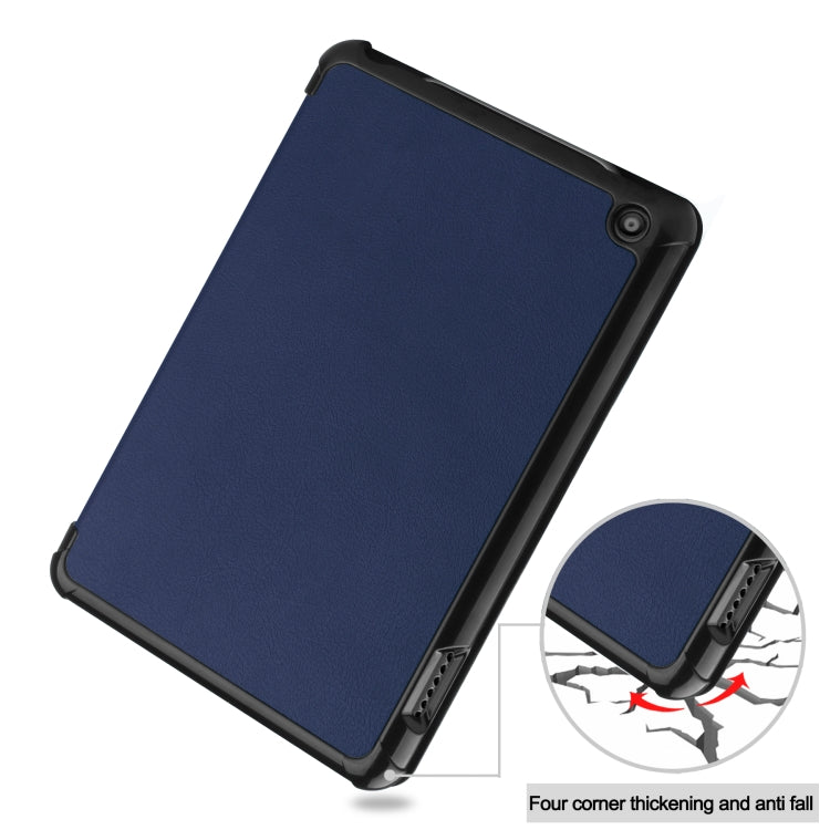 For Amazon Kindle Fire 7 2022 Custer Pure Color 3-Fold Holder Smart Leather Tablet Case