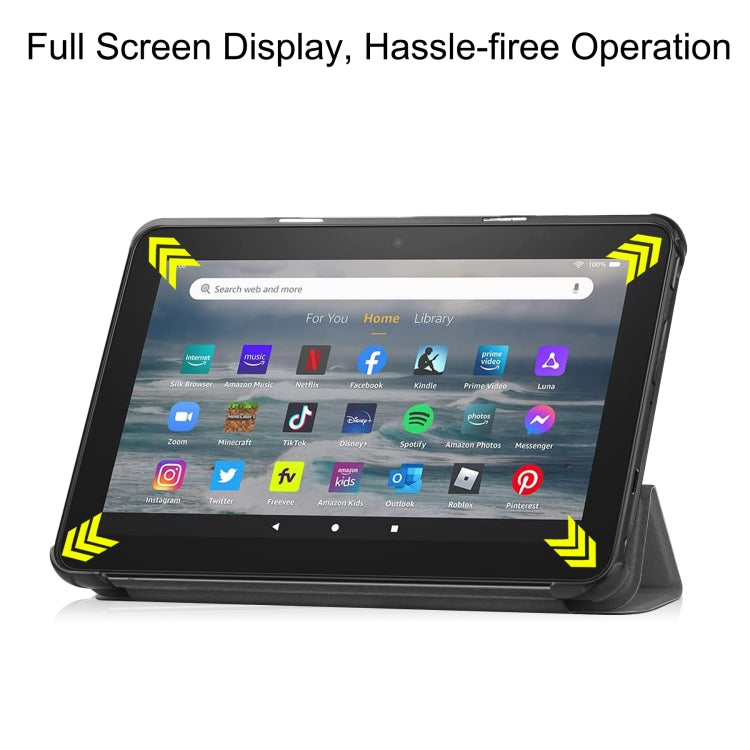 For Amazon Kindle Fire 7 2022 Custer Pure Color 3-Fold Holder Smart Leather Tablet Case