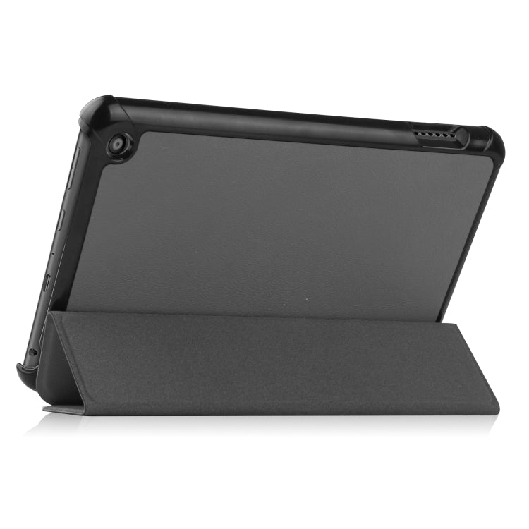 For Amazon Kindle Fire 7 2022 Custer Pure Color 3-Fold Holder Smart Leather Tablet Case