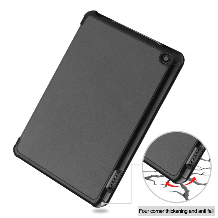 For Amazon Kindle Fire 7 2022 Custer Pure Color 3-Fold Holder Smart Leather Tablet Case