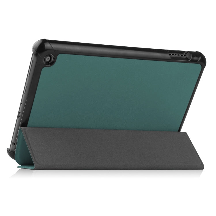 For Amazon Kindle Fire 7 2022 Custer Pure Color 3-Fold Holder Smart Leather Tablet Case