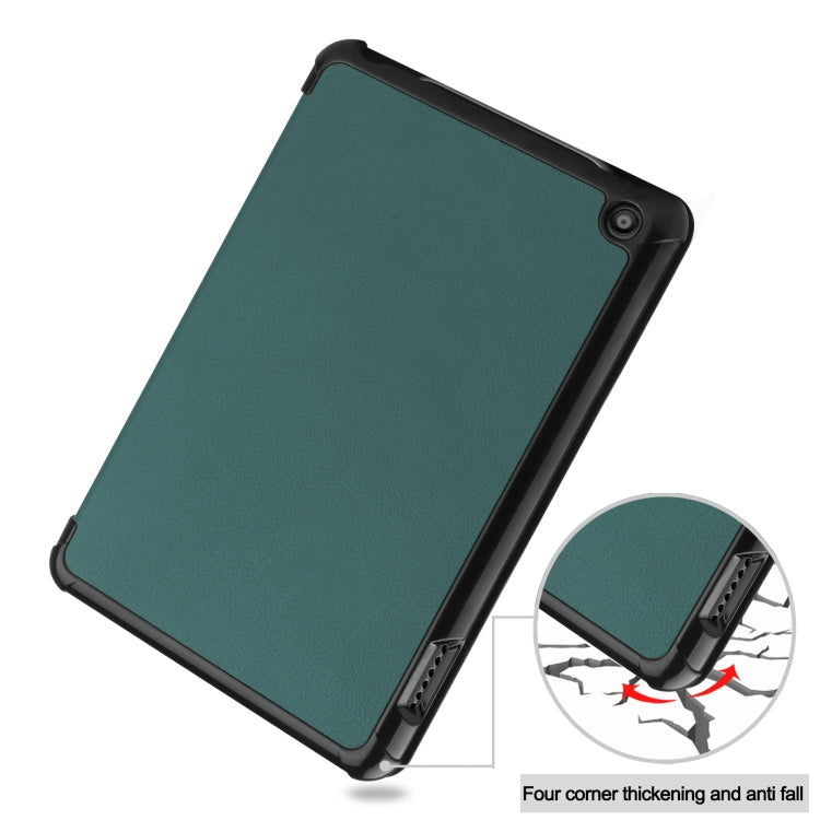 For Amazon Kindle Fire 7 2022 Custer Pure Color 3-Fold Holder Smart Leather Tablet Case