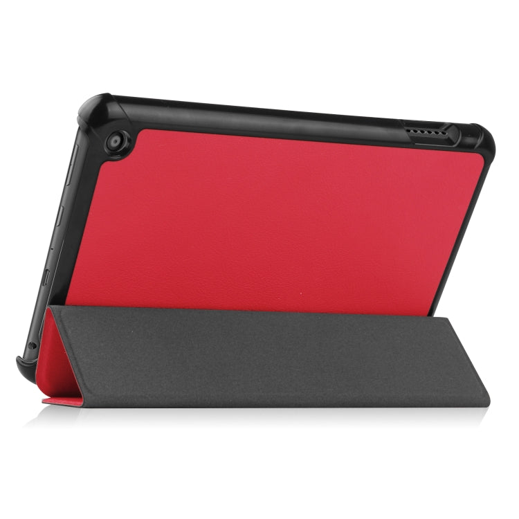 For Amazon Kindle Fire 7 2022 Custer Pure Color 3-Fold Holder Smart Leather Tablet Case