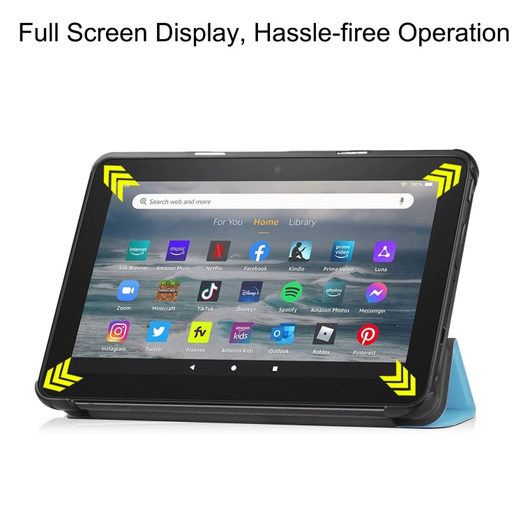 For Amazon Kindle Fire 7 2022 Custer Pure Color 3-Fold Holder Smart Leather Tablet Case