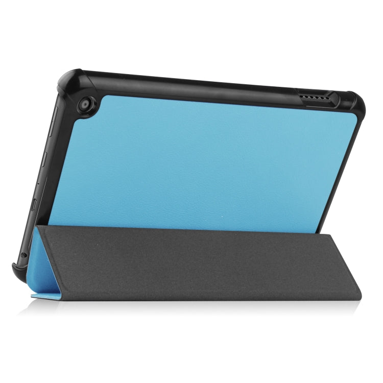 For Amazon Kindle Fire 7 2022 Custer Pure Color 3-Fold Holder Smart Leather Tablet Case
