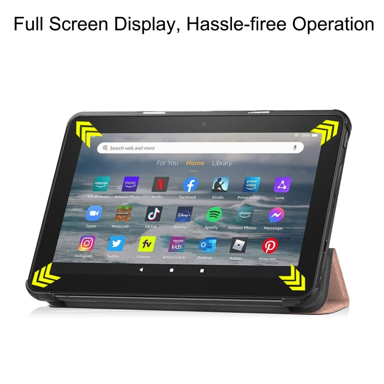 For Amazon Kindle Fire 7 2022 Custer Pure Color 3-Fold Holder Smart Leather Tablet Case