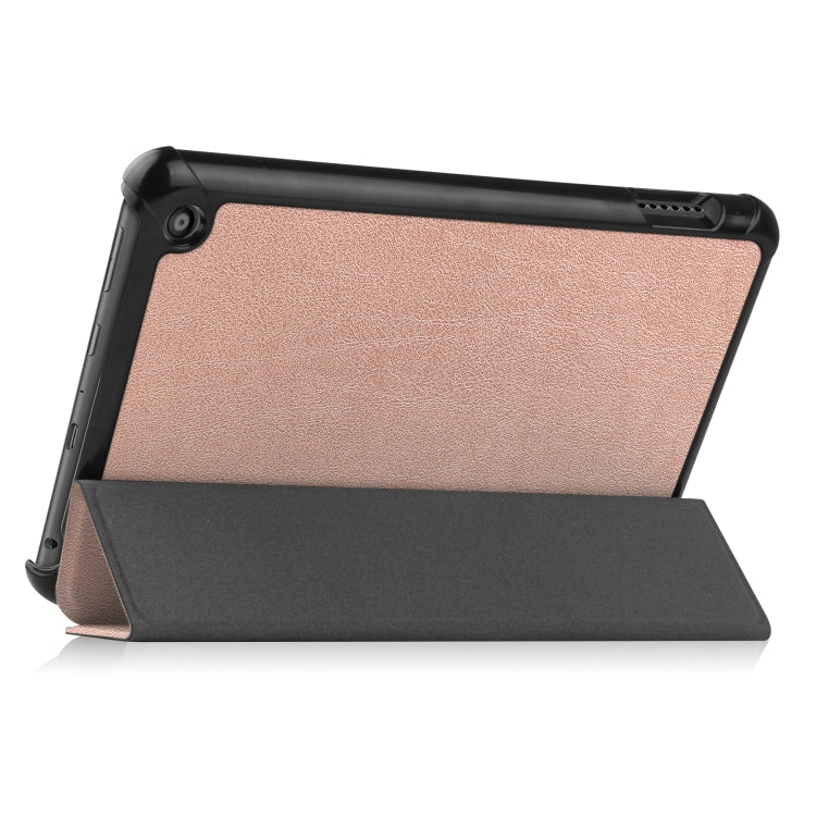 For Amazon Kindle Fire 7 2022 Custer Pure Color 3-Fold Holder Smart Leather Tablet Case