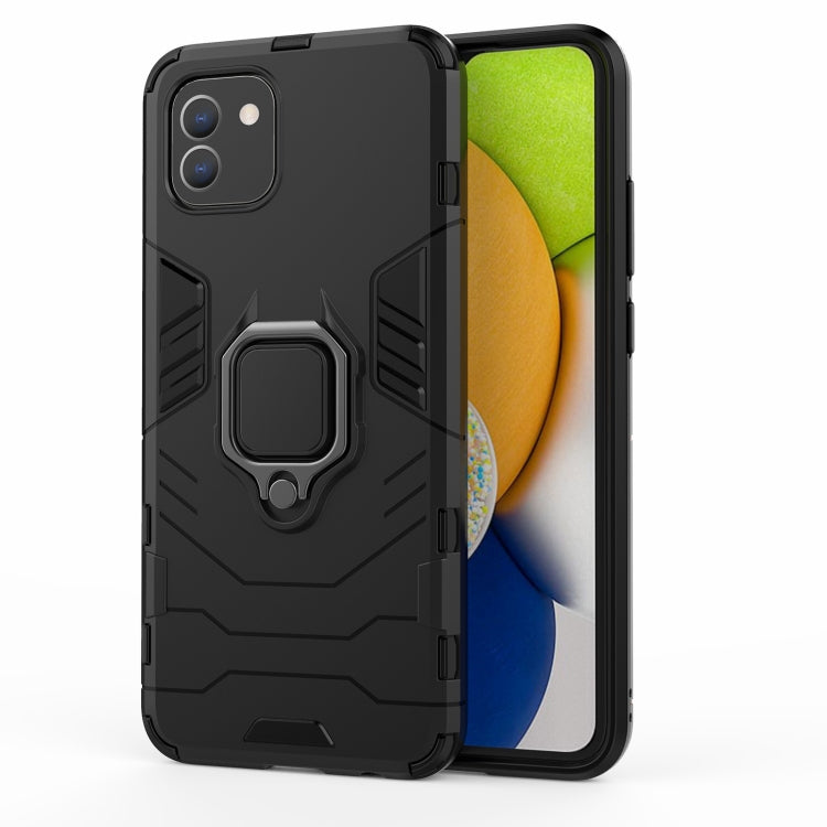 For Samsung Galaxy A03 EU Version PC + TPU Shockproof Protective Phone Case with Magnetic Ring Holder