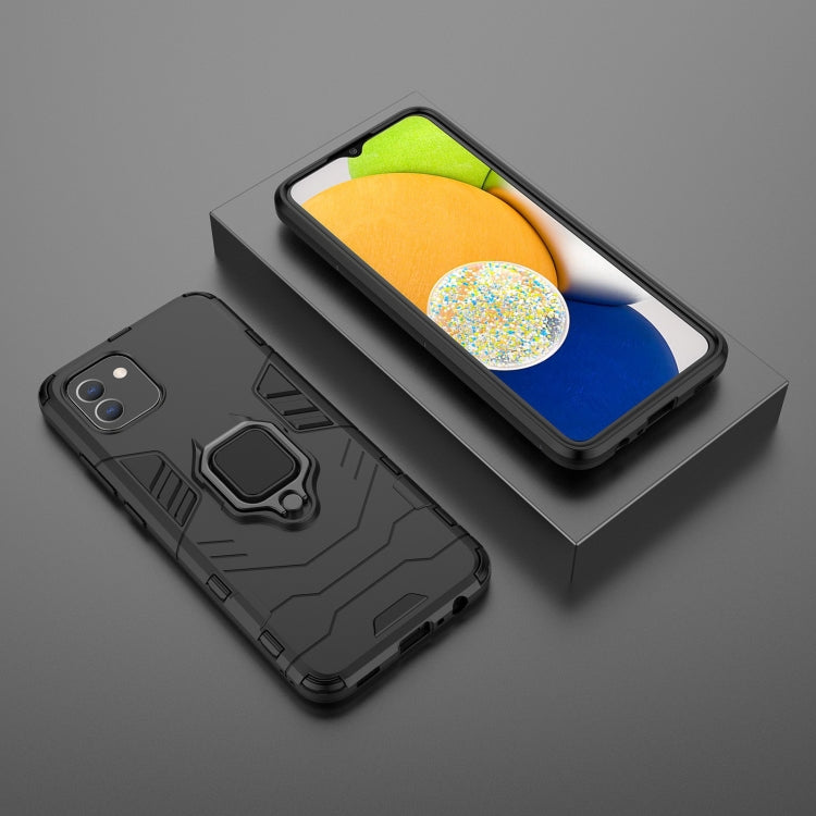 For Samsung Galaxy A03 EU Version PC + TPU Shockproof Protective Phone Case with Magnetic Ring Holder