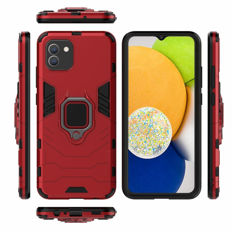 For Samsung Galaxy A03 EU Version PC + TPU Shockproof Protective Phone Case with Magnetic Ring Holder