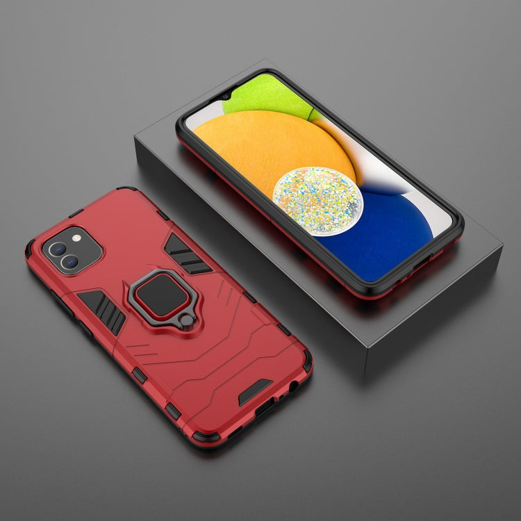 For Samsung Galaxy A03 EU Version PC + TPU Shockproof Protective Phone Case with Magnetic Ring Holder