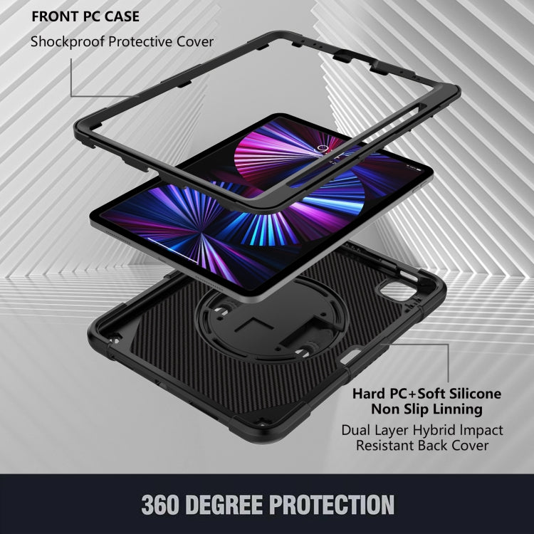 For iPad Pro 11 2022 / 2021 / 2020 Rotary Grab Silicone + PC Tablet Case