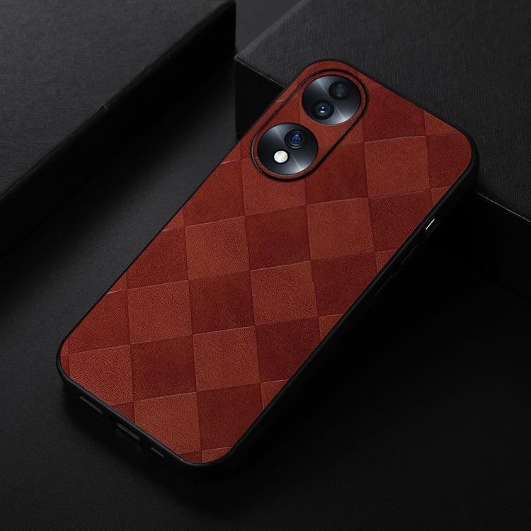 For Honor 70 Weave Plaid PU Phone Case