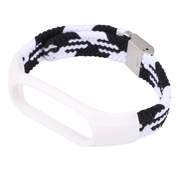 For Xiaomi Mi Band 7 Adjustable Nylon Braided Integrated Watch Band (Black White)
