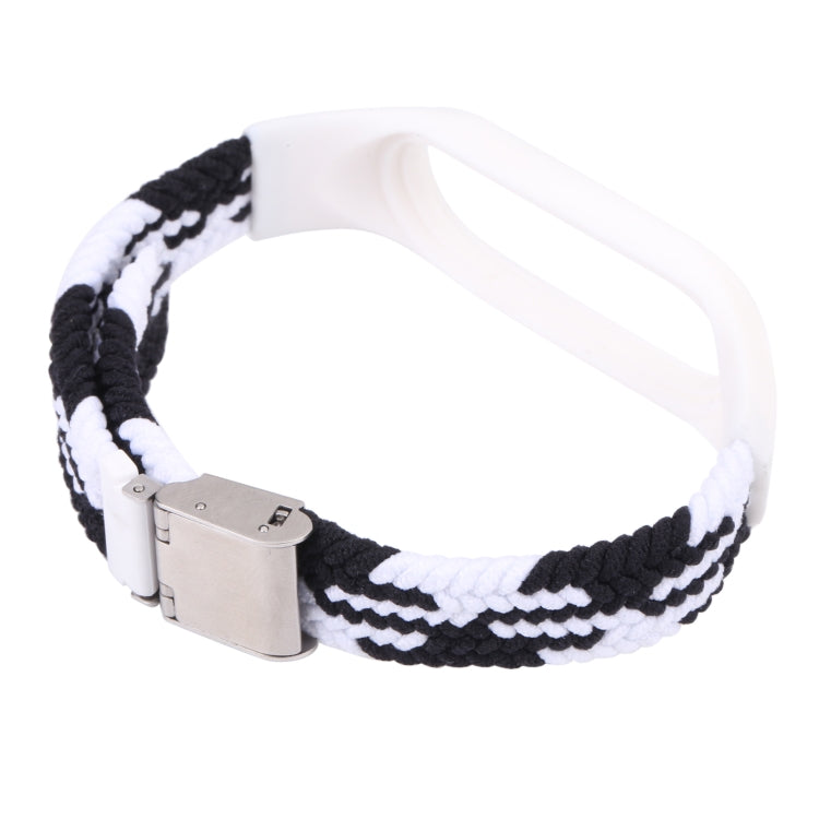 For Xiaomi Mi Band 7 Adjustable Nylon Braided Integrated Watch Band (Black White)