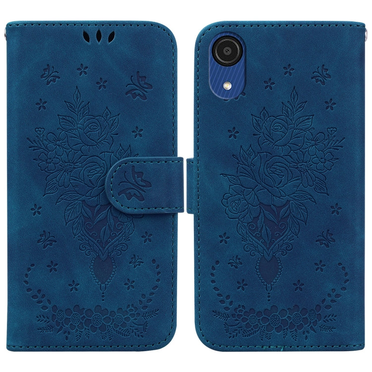 For Samsung Galaxy A03 Core Butterfly Rose Embossed Leather Phone Case