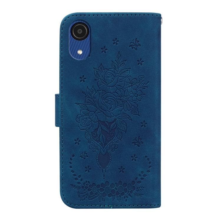 For Samsung Galaxy A03 Core Butterfly Rose Embossed Leather Phone Case