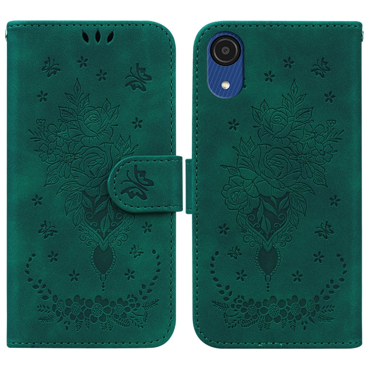 For Samsung Galaxy A03 Core Butterfly Rose Embossed Leather Phone Case