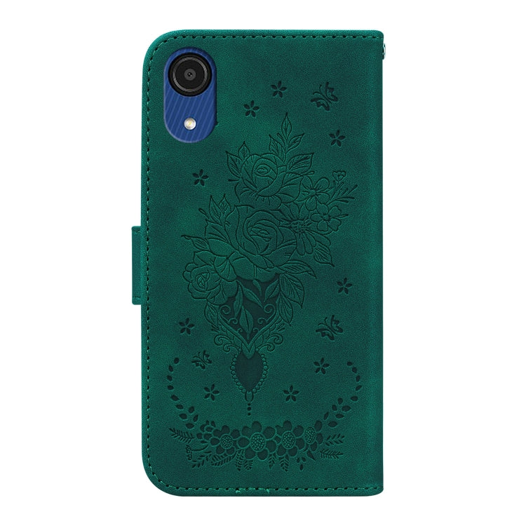 For Samsung Galaxy A03 Core Butterfly Rose Embossed Leather Phone Case
