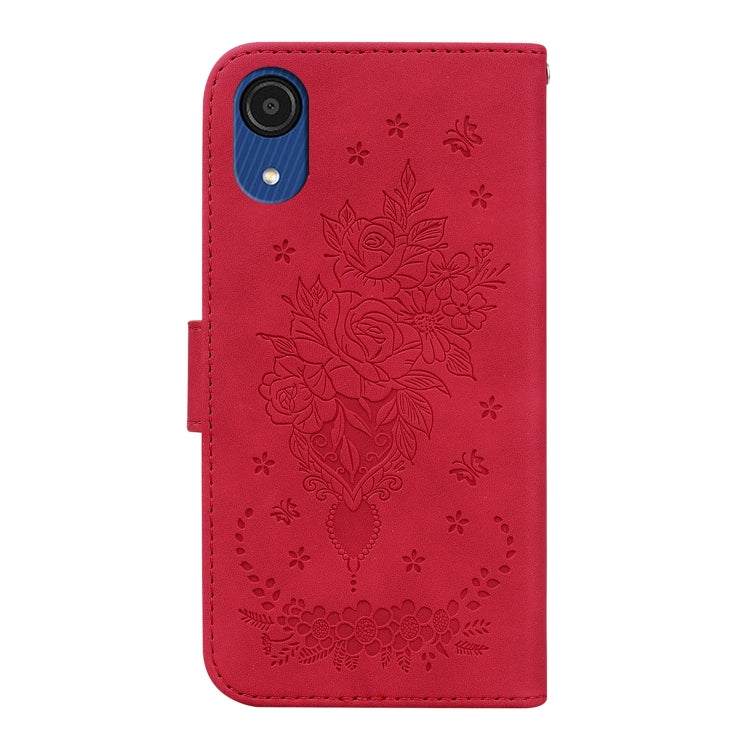 For Samsung Galaxy A03 Core Butterfly Rose Embossed Leather Phone Case