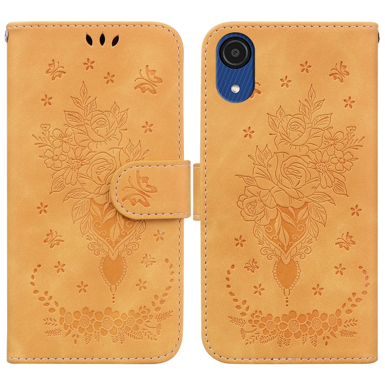 For Samsung Galaxy A03 Core Butterfly Rose Embossed Leather Phone Case