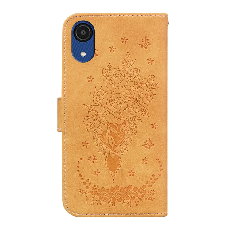 For Samsung Galaxy A03 Core Butterfly Rose Embossed Leather Phone Case