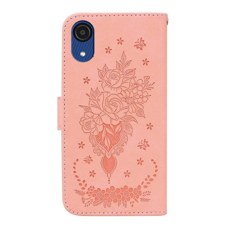 For Samsung Galaxy A03 Core Butterfly Rose Embossed Leather Phone Case
