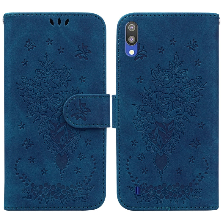 For Samsung Galaxy A10 / M10 Butterfly Rose Embossed Leather Phone Case