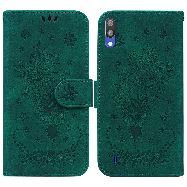 For Samsung Galaxy A10 / M10 Butterfly Rose Embossed Leather Phone Case