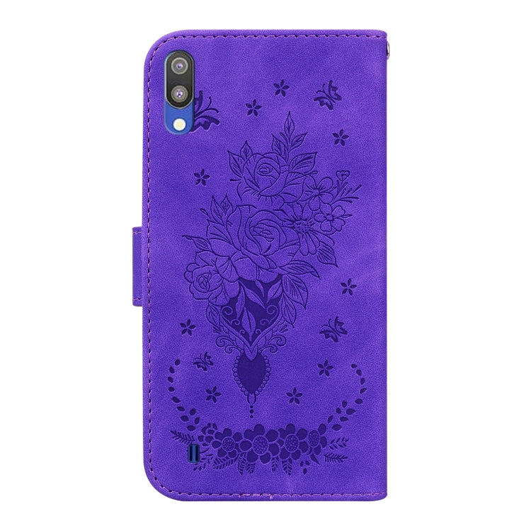 For Samsung Galaxy A10 / M10 Butterfly Rose Embossed Leather Phone Case