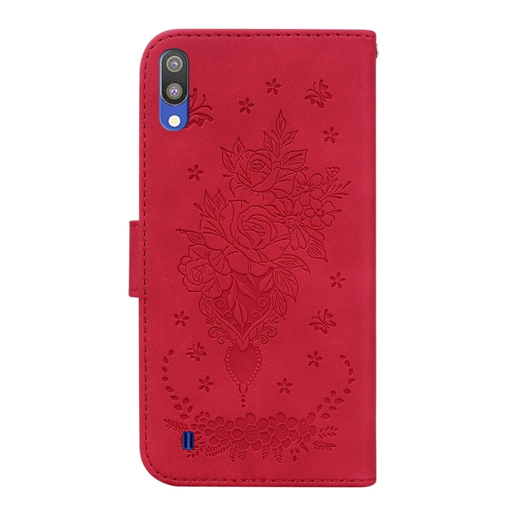 For Samsung Galaxy A10 / M10 Butterfly Rose Embossed Leather Phone Case