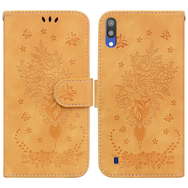 For Samsung Galaxy A10 / M10 Butterfly Rose Embossed Leather Phone Case