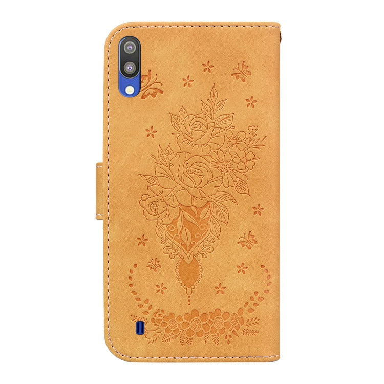 For Samsung Galaxy A10 / M10 Butterfly Rose Embossed Leather Phone Case