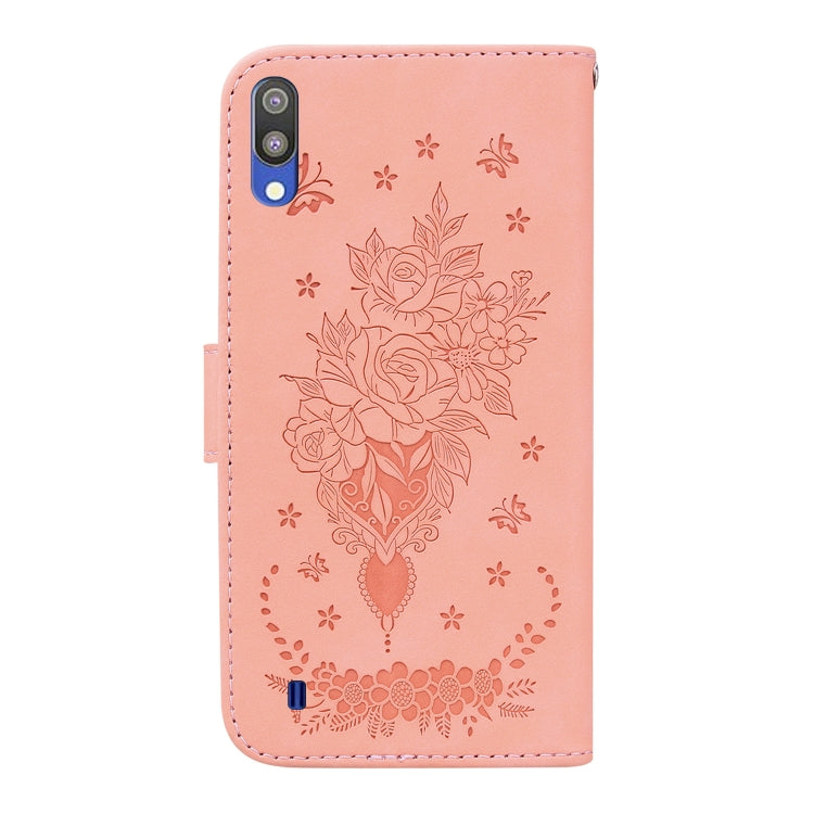 For Samsung Galaxy A10 / M10 Butterfly Rose Embossed Leather Phone Case