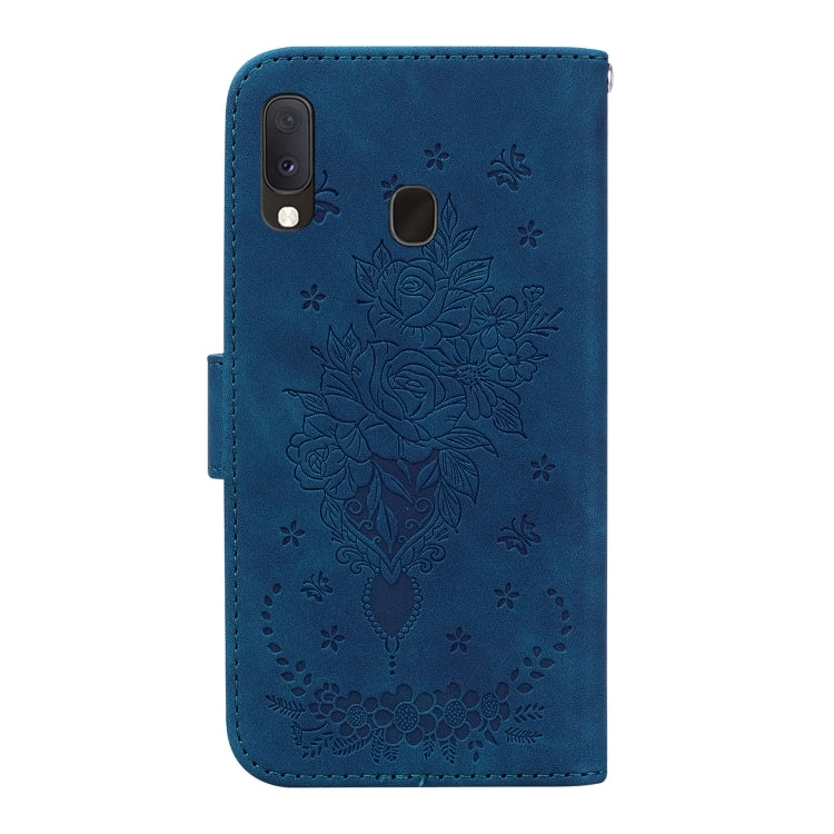 For Samsung Galaxy A10e / A20e Butterfly Rose Embossed Leather Phone Case