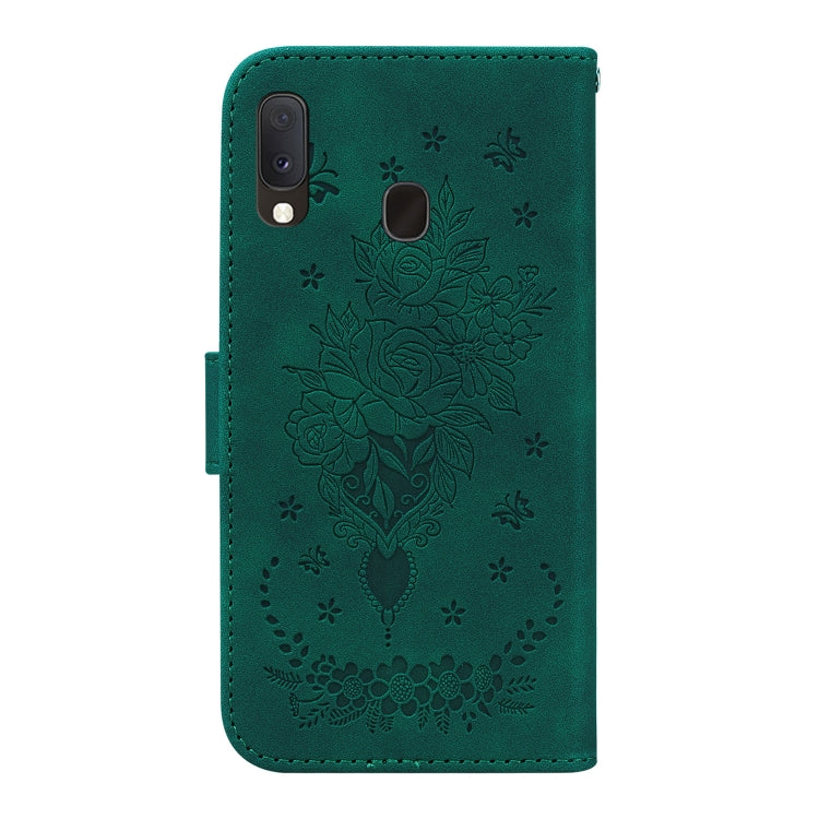 For Samsung Galaxy A10e / A20e Butterfly Rose Embossed Leather Phone Case