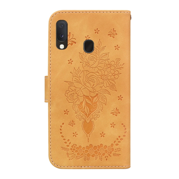For Samsung Galaxy A10e / A20e Butterfly Rose Embossed Leather Phone Case