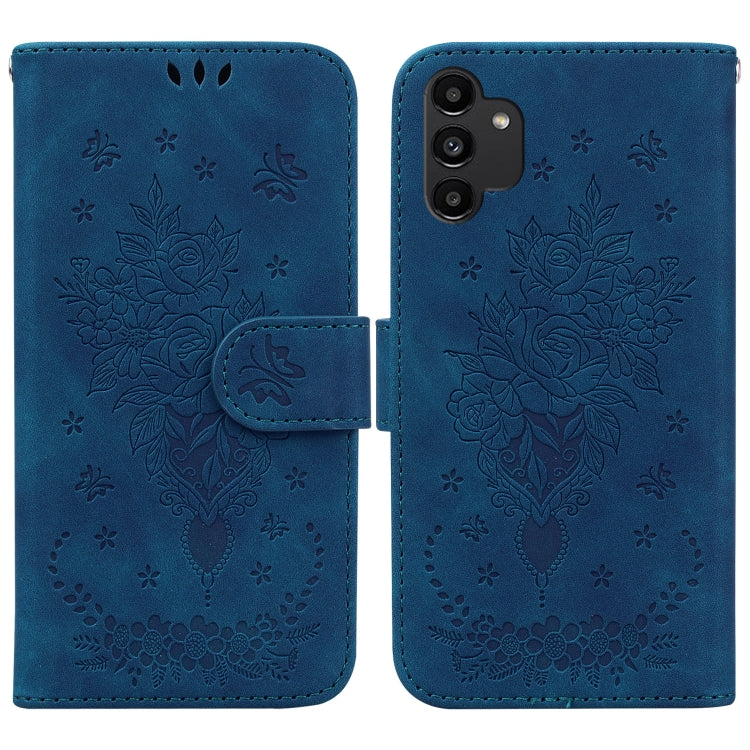 For Samsung Galaxy A13 4G Butterfly Rose Embossed Leather Phone Case