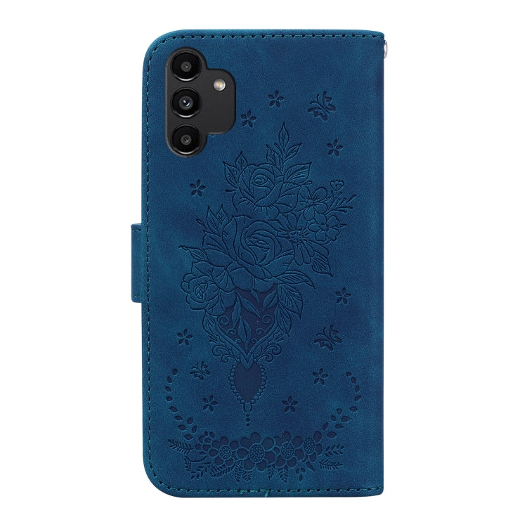 For Samsung Galaxy A13 4G Butterfly Rose Embossed Leather Phone Case
