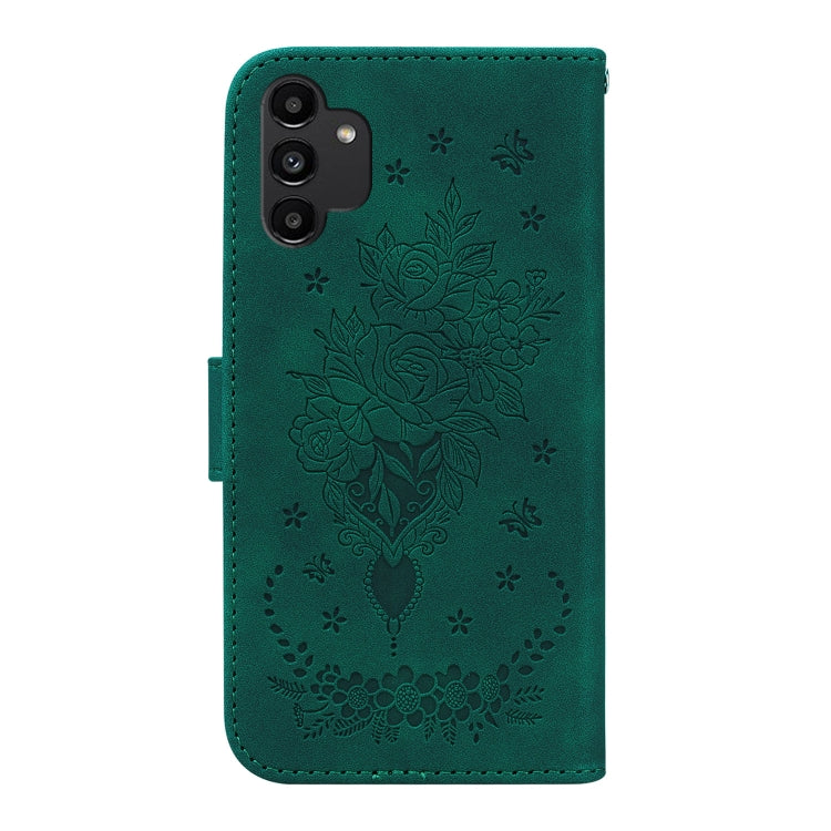 For Samsung Galaxy A13 4G Butterfly Rose Embossed Leather Phone Case