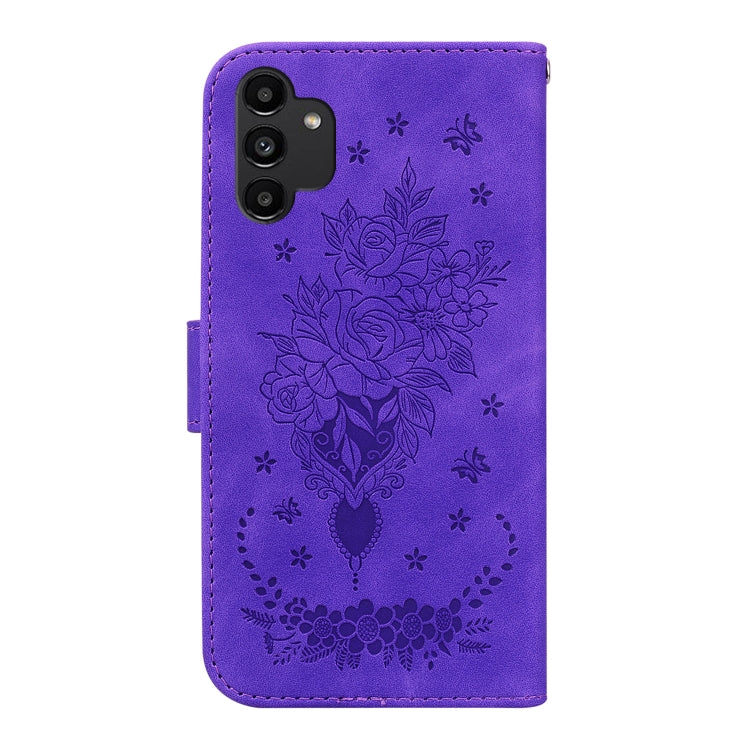 For Samsung Galaxy A13 4G Butterfly Rose Embossed Leather Phone Case