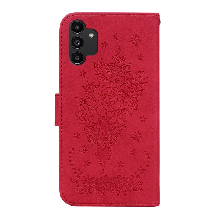 For Samsung Galaxy A13 4G Butterfly Rose Embossed Leather Phone Case