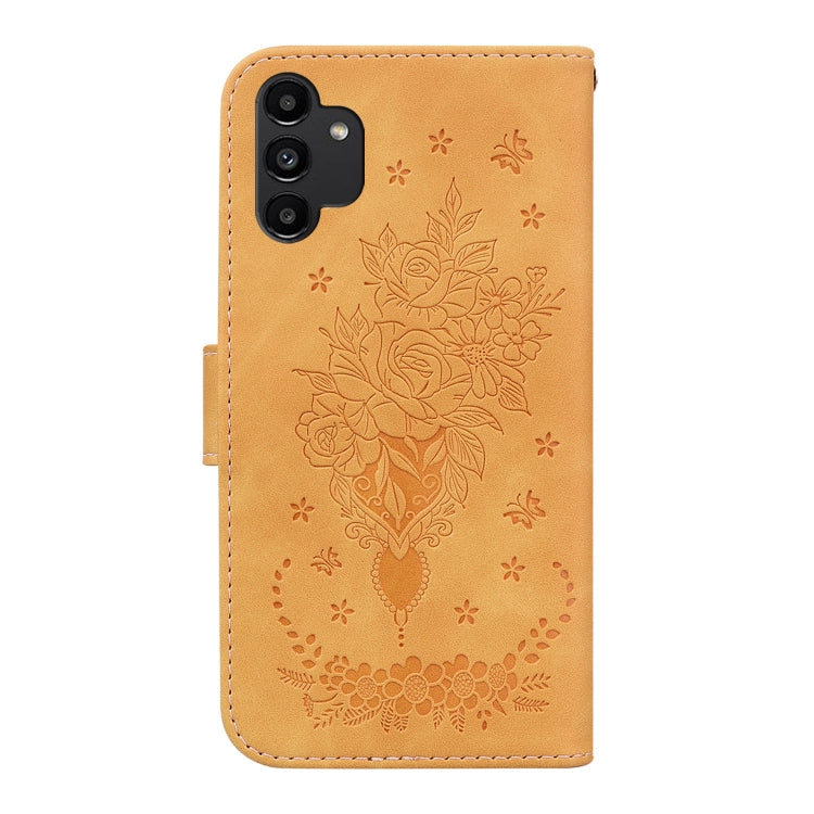 For Samsung Galaxy A13 4G Butterfly Rose Embossed Leather Phone Case