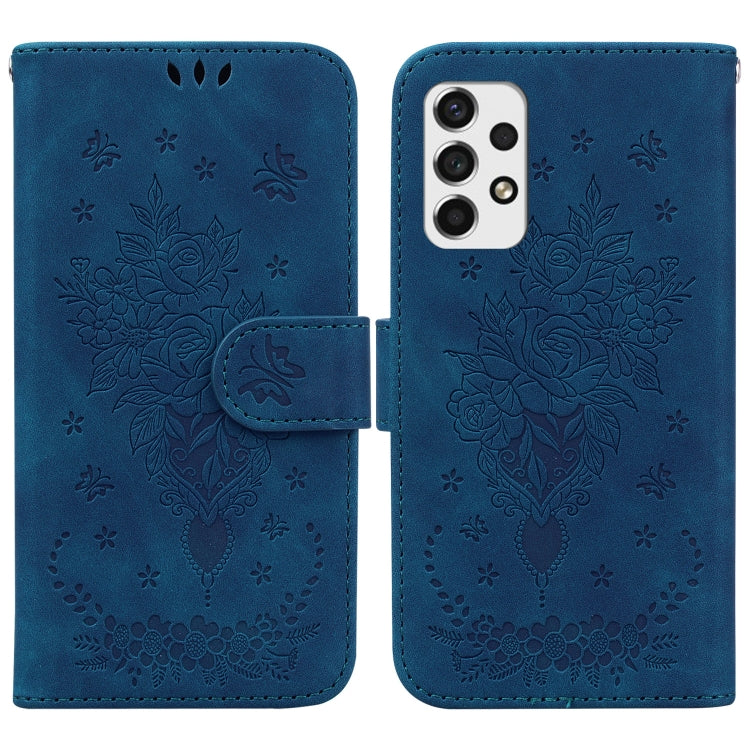 For Samsung Galaxy A33 5G Butterfly Rose Embossed Leather Phone Case